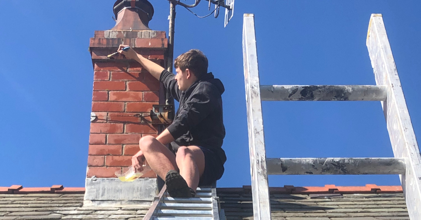 Repairing a chimney in Rhydd y Foel near Abergele.