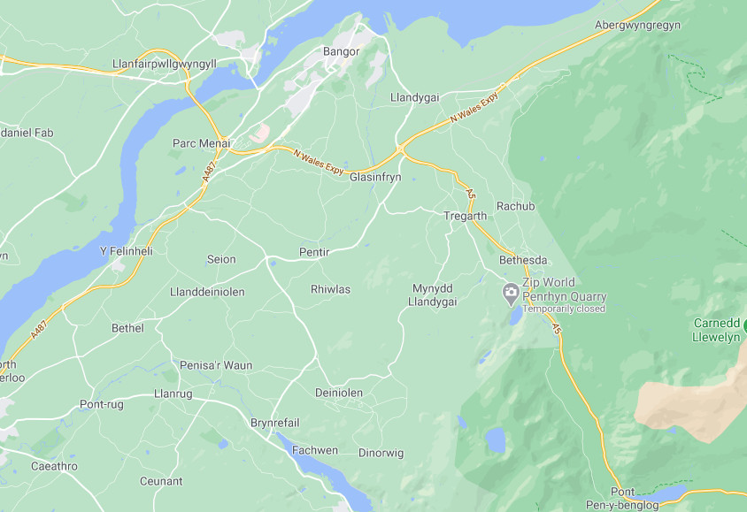 Gele Sweep area of operations around Bangor including Bethesda, Llandegai, Dieniolen .