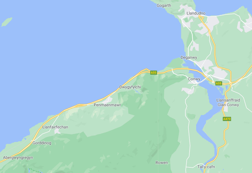 Gele Sweep area of operations around Conwy, Tal-y-Cafn, Dolgarrog, Eglwys Bach, Penmaenmawr and Llanfairfechan.