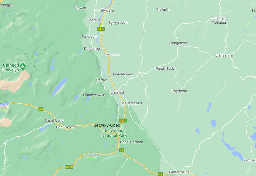 Gele Sweep area of operations Conwy Valley including Dolgarrog, Tal-y-cafn, Llanrwst, Betws-y-Coed.